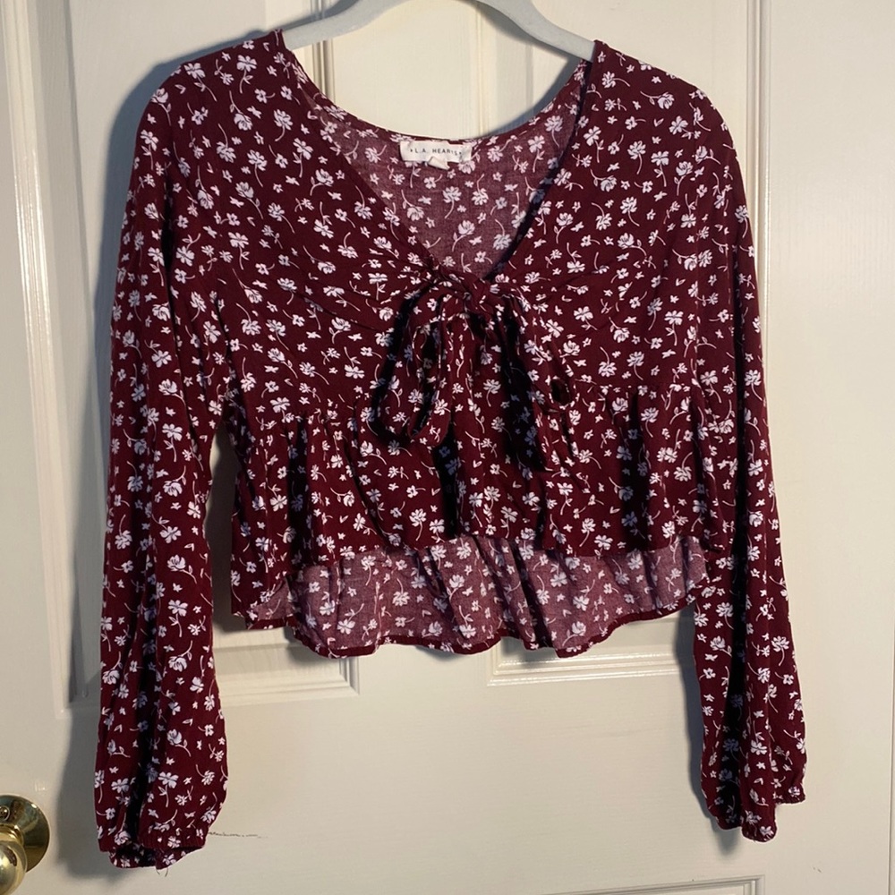 Floral PacSun crop top wrap baby doll size medium